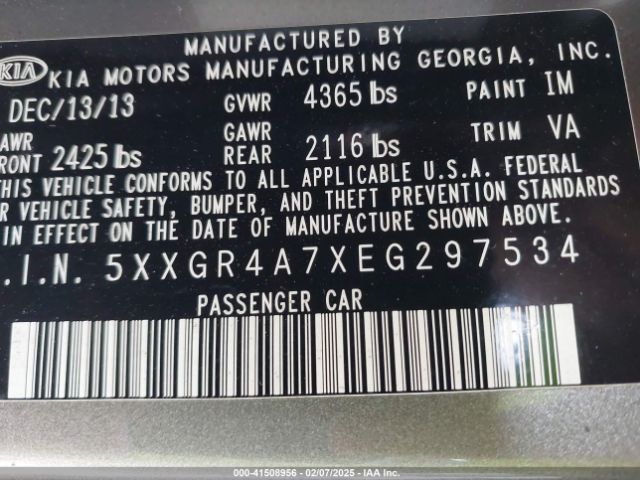 5XXGR4A7XEG297534 KIA OPTIMA SX