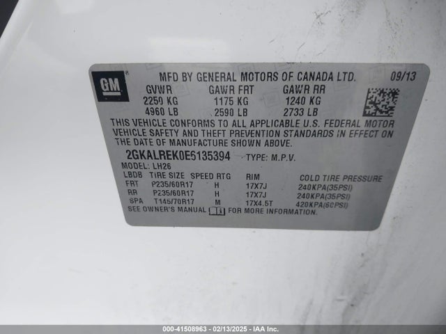 GMC Terrain Sle-2 2014 2GKALREK0E6135394 Image 9