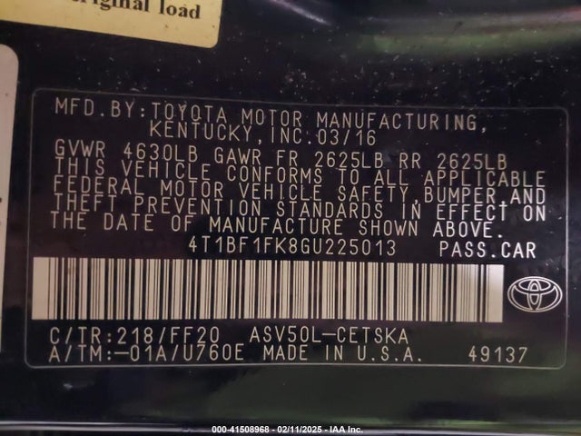 Toyota CAMRY SE 2016 4T1BF1FK8GU225013 Image 9