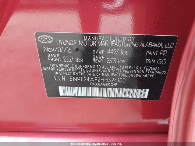 Hyundai SONATA SE 2017 5NPE24AF2HH524100 Image 9