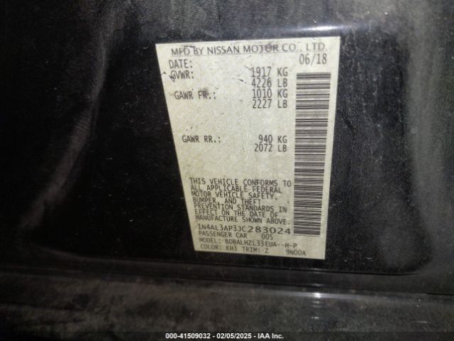 1N4AL3AP3JC283024 Nissan Altima 2.5 Sr