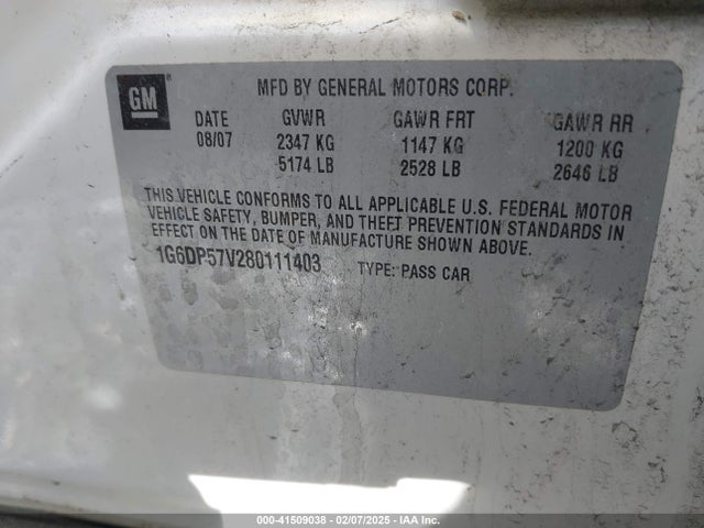 2008 CADILLAC CTS 1G6DP57V280111403 Photo 8