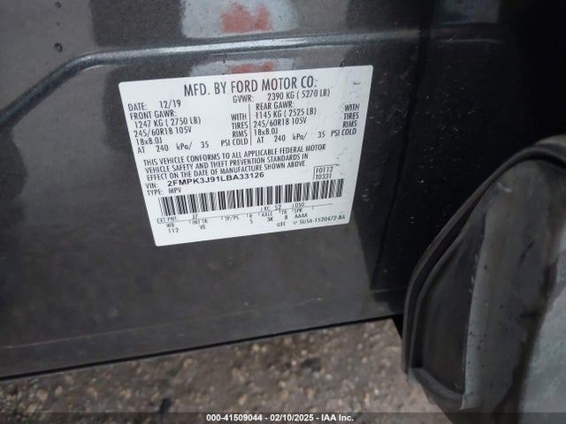 Ford EDGE SEL 2020 2FMPK3J91LBA33126 Image 9