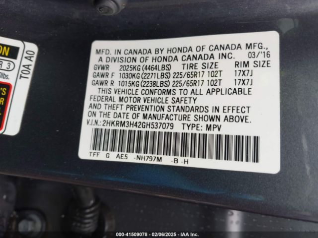 2HKRM3H42GH537079 Honda CR-V SE