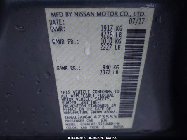 1N4AL3AP6HC473555 Nissan Altima 2.5 Sr