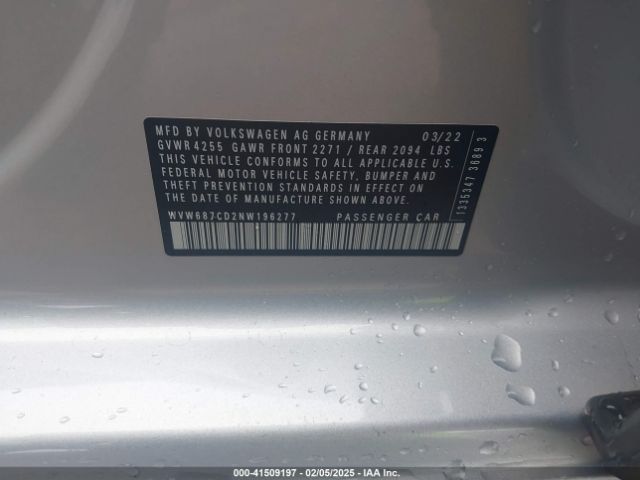 2022 VOLKSWAGEN GOLF GTI WVW687CD2NW196277 Photo 8