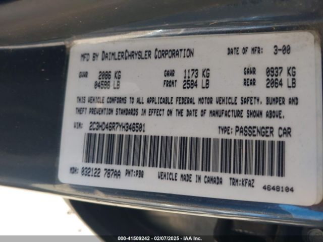 2000 CHRYSLER CONCORDE 2C3HD46R7YH346501 Photo 8