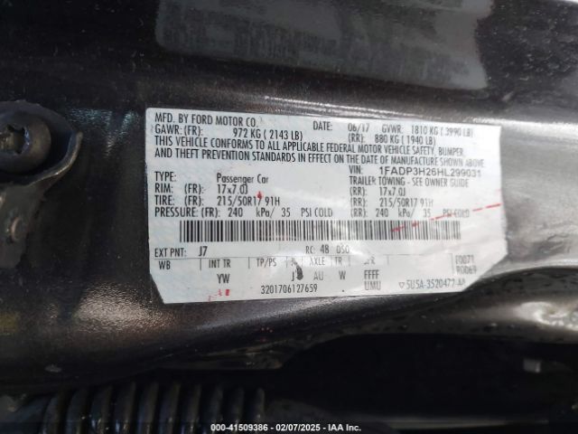 1FADP3H26HL299031 Ford FOCUS SEL