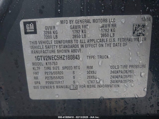 1GTV2NEC5HZ180843 GMC Sierra 1500 Slt