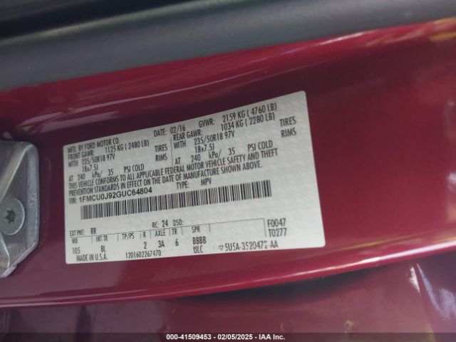 1FMCU0J92GUC64804 Ford Escape Titanium
