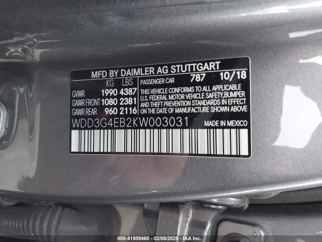 WDD3G4EB2KW003031 Mercedes-Benz A 220