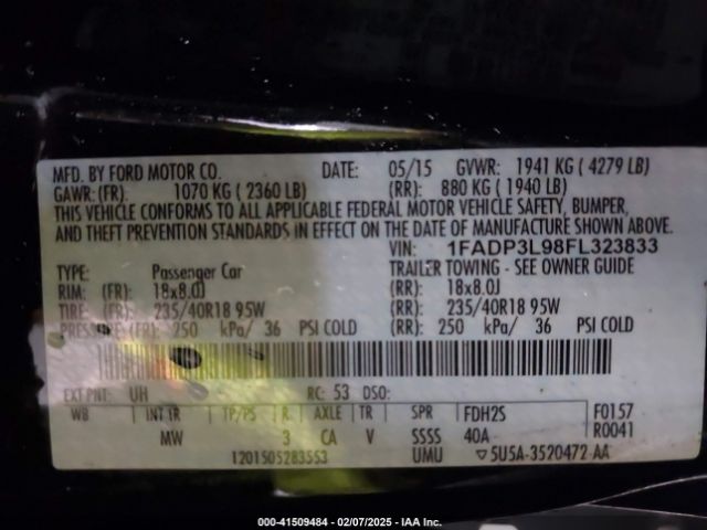 1FADP3L98FL323833 Ford FOCUS ST