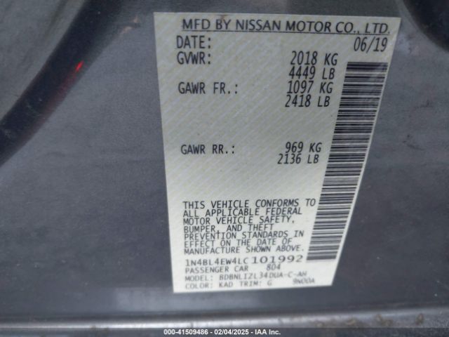 1N4BL4EW4LC101992 Nissan Altima Sl Intelligent Awd