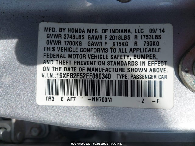 Honda Civic Lx 2014 19XFB2F52EE080340 Image 9