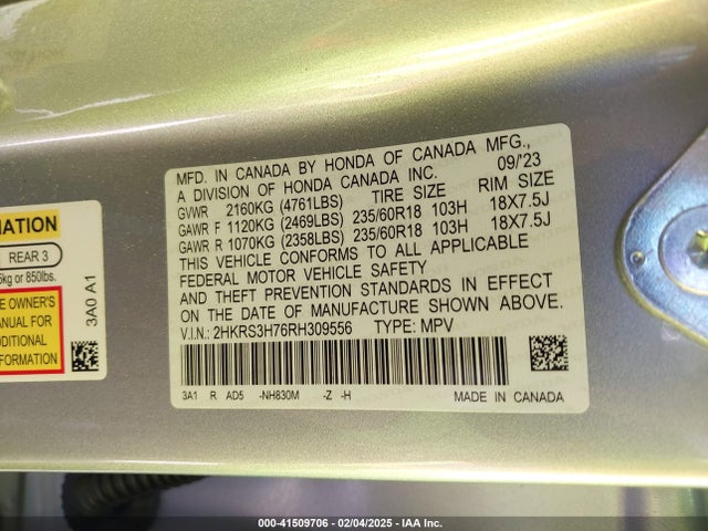 Honda Cr-v Ex-l 2wd 2024 2HKRS3H76RH309556 Image 9