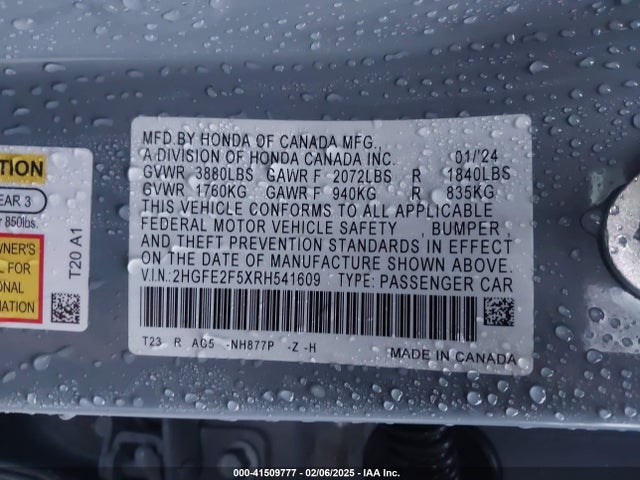 Honda Civic Sport 2024 2HGFE2F5XRH541609 Image 9