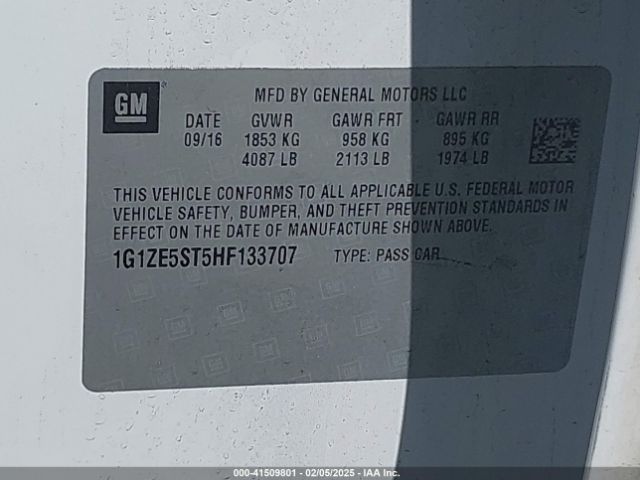 1G1ZE5ST5HF133707 Chevrolet MALIBU 1LT