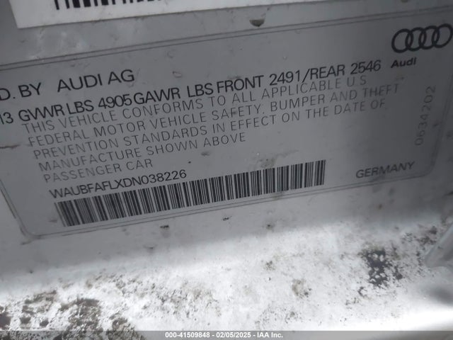 2013 AUDI A4 WAUBFAFLXDN038226 Photo 8