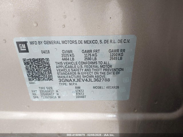3GNAXJEV4JL362788 Chevrolet EQUINOX LT