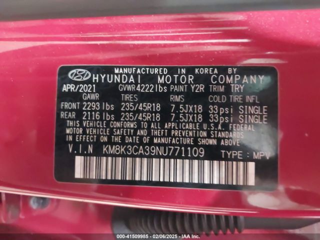 KM8K3CA39NU771109 Hyundai Kona N Line