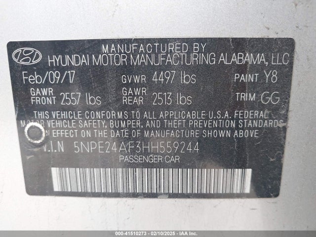 Hyundai Sonata 2017 5NPE24AF3HH559244 Image 9