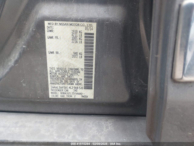 Nissan Altima 2.5 Sl 2014 1N4AL3AP3EC429850 Image 9