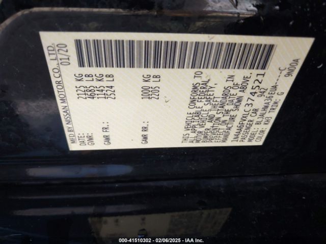 1N4AA6FVXLC374521 Nissan Maxima Platinum Xtronic Cvt