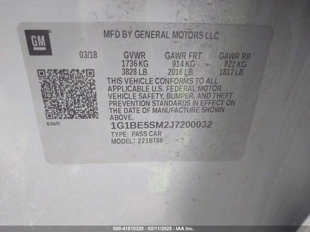 Chevrolet Cruze Lt Auto 2018 1G1BE5SM2J7200032 Image 9