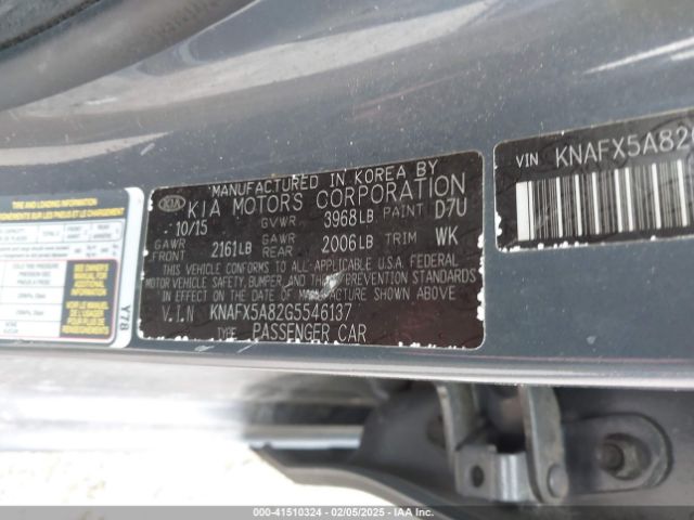 KNAFX5A82G5546137 KIA FORTE EX