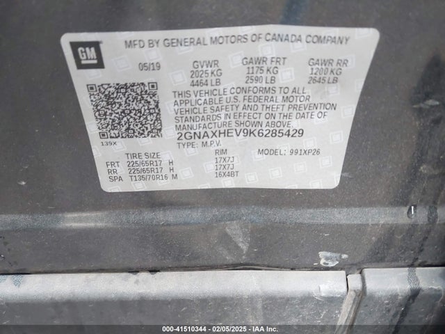 Chevrolet EQUINOX LS 2019 2GNAXHEV9K6285429 Image 9