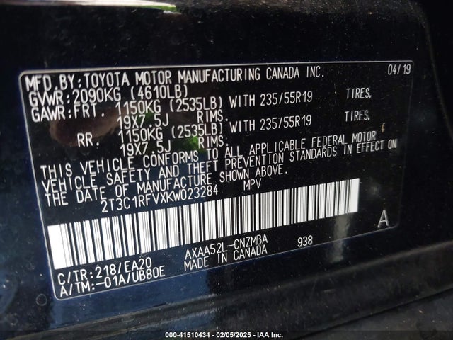Toyota Rav4 Xle Premium 2019 2T3C1RFVXKW023284 Image 9