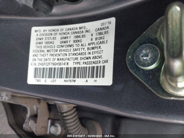 Honda CIVIC EX 2016 2HGFC2F79GH561418 Image 9