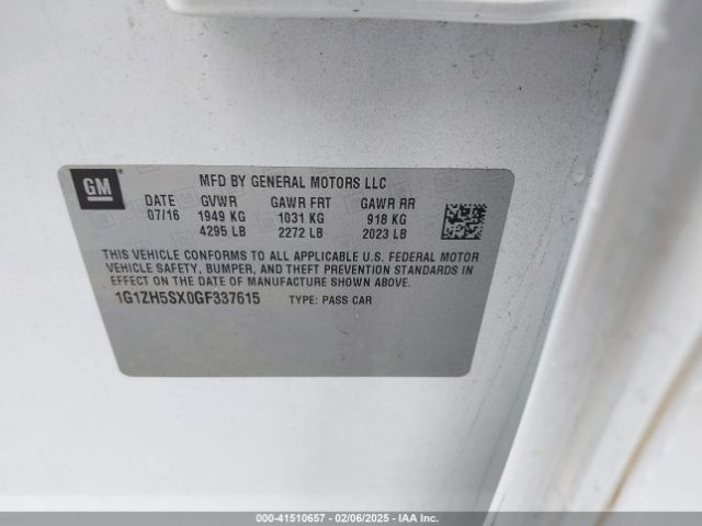 1G1ZH5SX0GF337615 Chevrolet Malibu Premier