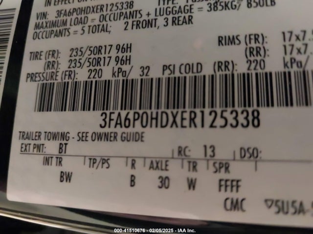 Ford FUSION SE 2014 3FA6P0HDXER125338 Image 9