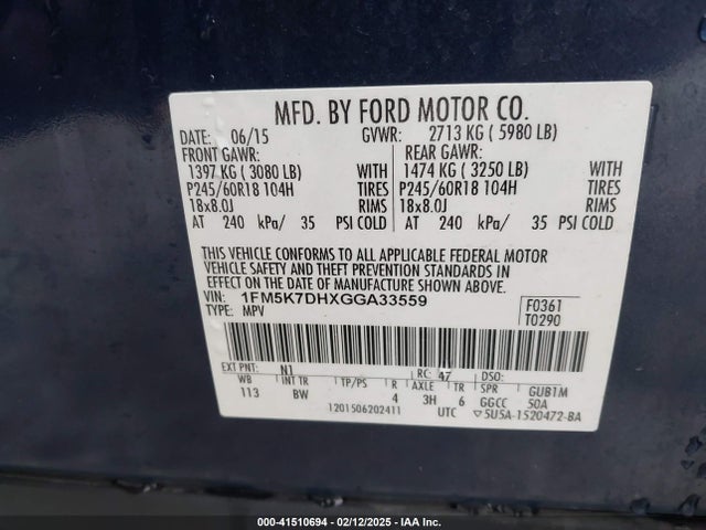 1FM5K7DHXGGA33559 Ford EXPLORER XLT
