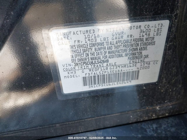 3N1CP5CU6JL542649 Nissan 2018