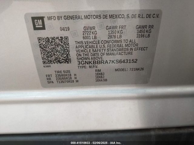 3GNKBBRA7KS643152 Chevrolet Blazer