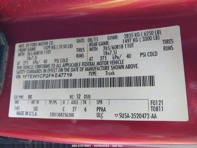 Ford F-150 Xlt 2015 1FTEW1CP2FKE47719 Image 9