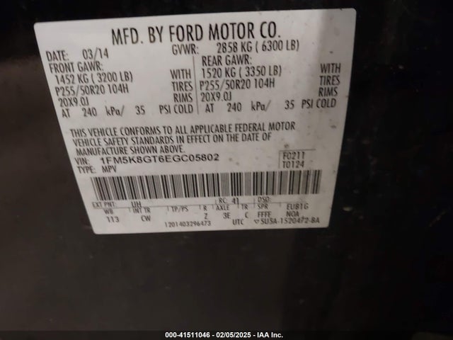 Ford EXPLORER SPORT 2014 1FM5K8GT6EGC05802 Image 9