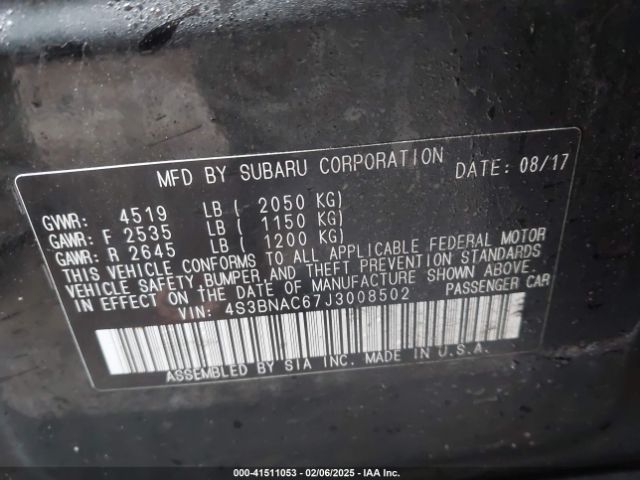 4S3BNAC67J3008502 Subaru Legacy 2.5i Premium