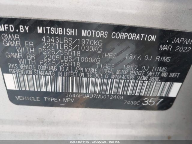 2022 MITSUBISHI OUTLANDER SPORT JA4APUAU7NU012469 Photo 8