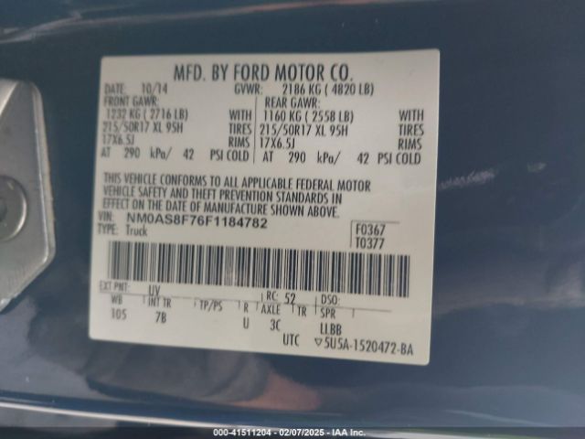 NM0AS8F76F1184782 Ford Transit Connect Xlt