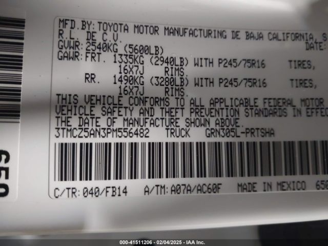 3TMCZ5AN3PM556482 Toyota Tacoma Sr V6