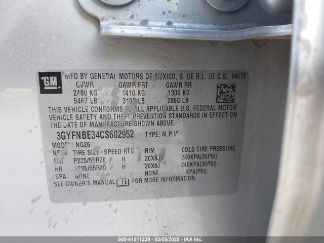 2012 CADILLAC SRX 3GYFNBE34CS602952 Photo 8