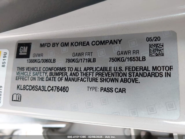 Chevrolet Spark Fwd 1lt Automatic 2020 KL8CD6SA3LC476460 Image 9