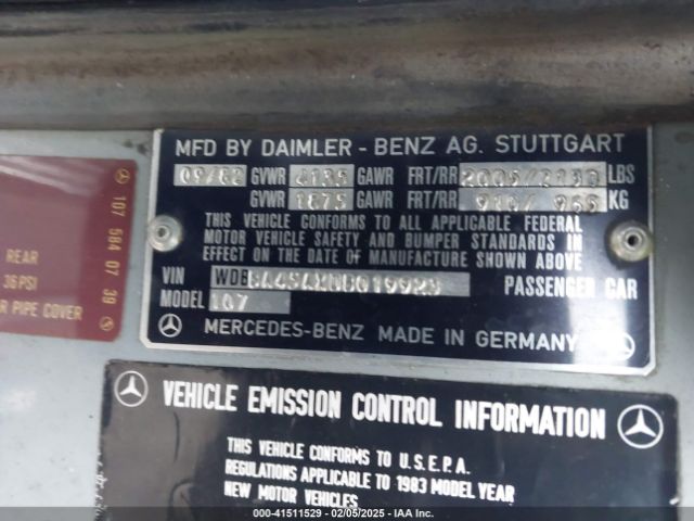 1983 MERCEDES-BENZ 380 WDBBA45AXDB019923 Photo 8