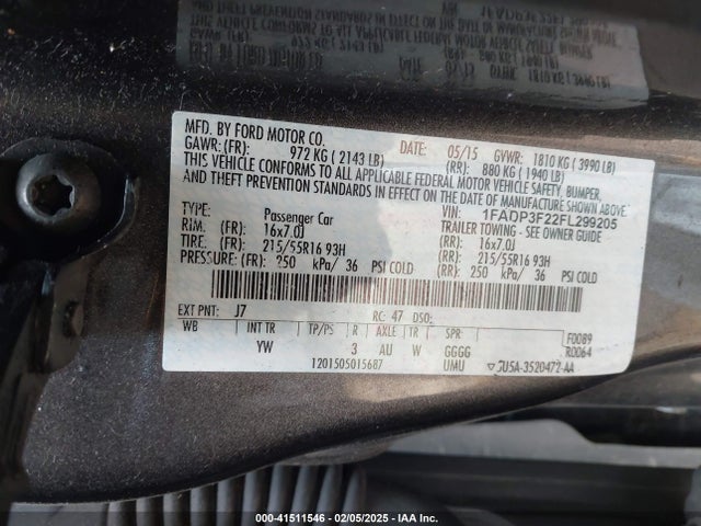 Ford FOCUS SE 2015 1FADP3F22FL299205 Image 9