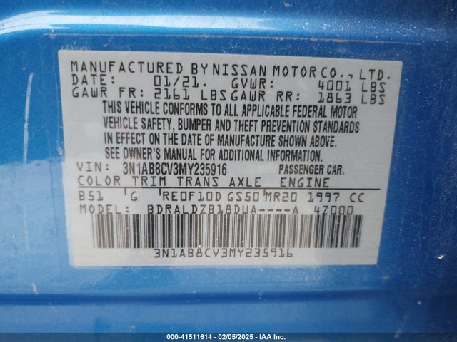 3N1AB8CV3MY235916 Nissan Sentra Sv Xtronic Cvt