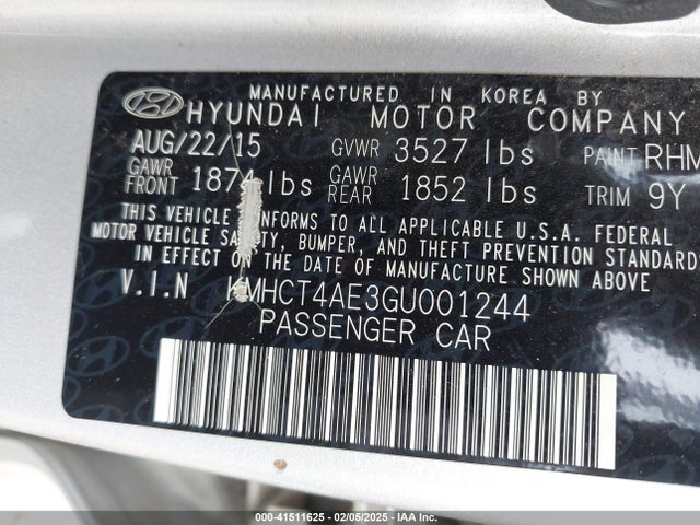 Hyundai ACCENT SE 2016 KMHCT4AE3GU001244 Image 9