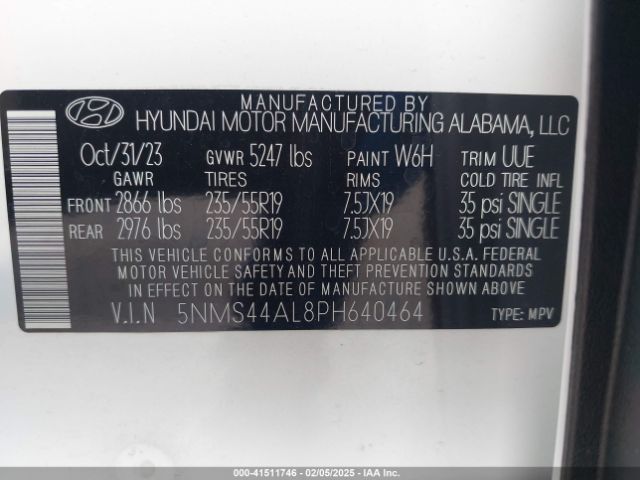 5NMS44AL8PH640464 Hyundai Santa Fe Limited